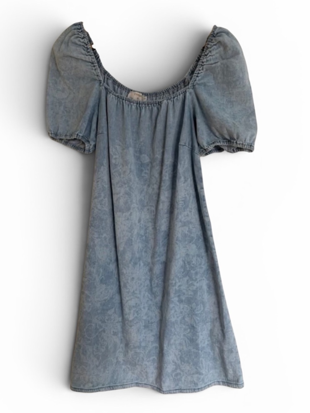 Light blue Chambray Puff sleeve dress